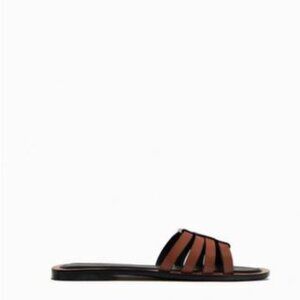 zara leather fisherman sandals brown New